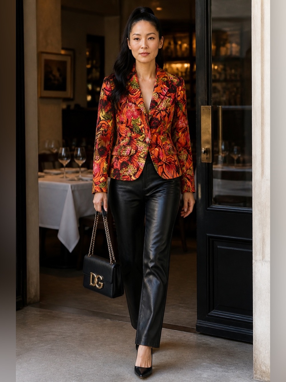 Vintage D&G by Dolce & Gabbana Vibrant Orange Floral Blazer | size 6 - Picture 11 of 16